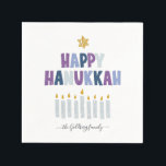 Happy Hanukkah Monogram Party Napkins<br><div class="desc">When you are preparing to host a holiday gathering, cocktail party or dinner, our Hanukkah napkins will add a fun and festive touch to your table. Design your own napkins to make your parties truly unique. Our modern Hanukkah designs will add the perfect touch to your holiday table. Add your...</div>