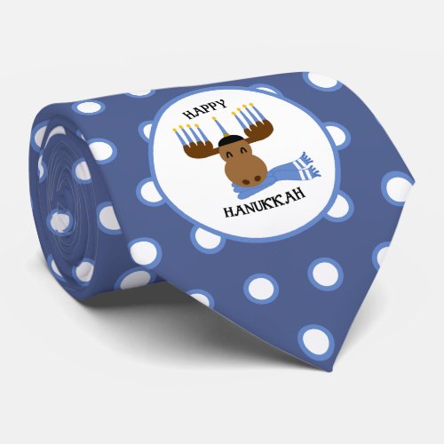 Happy Hanukkah Funny Moose Menorah Holiday Neck Tie