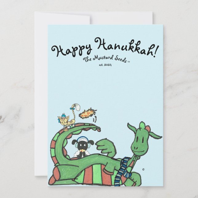 Happy Hanukkah Mustard Seeds TM Holiday Card (Front)