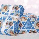 Happy Hanukkah Name & Photos Star Pattern Blue Wrapping Paper<br><div class="desc">Make your Hanukkah gift extra special with this personalized celebration wrapping paper. Featuring two of your favorite photos framed inside a seamless star pattern. Easy to replace with your own custom greeting and name. This versatile design is perfect for many different occasions including Hanukkah, birthdays, holidays, new home and more!...</div>