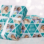 Happy Hanukkah Name Photos Star Pattern Turquoise Wrapping Paper<br><div class="desc">Make your Hanukkah gift extra special with this personalized celebration wrapping paper. Featuring two of your favorite photos framed inside a seamless star pattern. Easy to replace with your own custom greeting and name. This versatile design is perfect for many different occasions including Hanukkah, birthdays, holidays, new home and more!...</div>