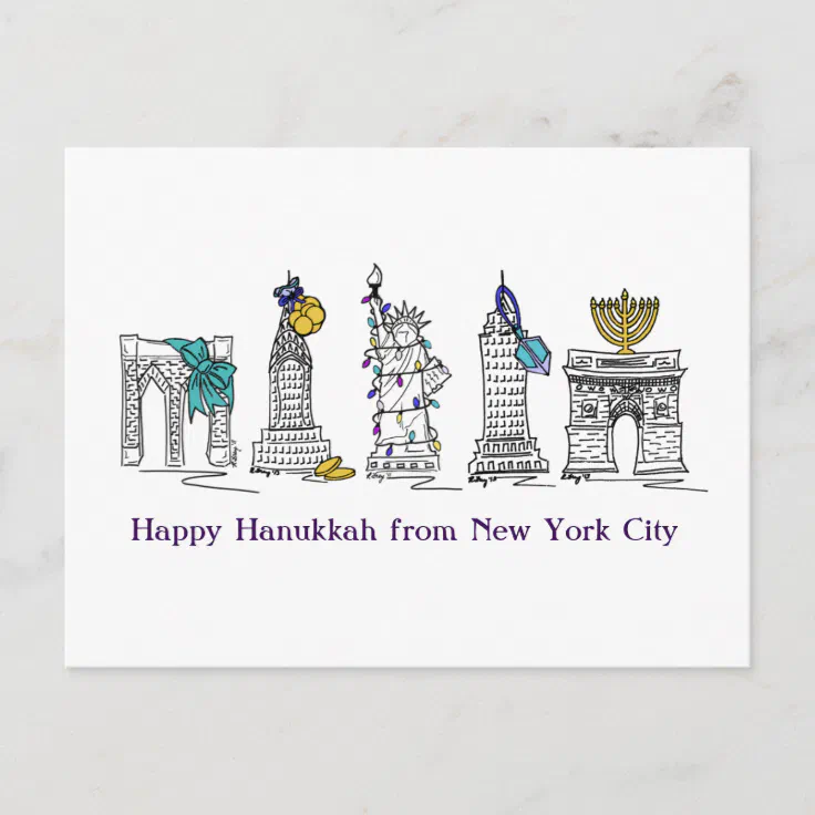 Happy Hanukkah New York City NYC Jewish Holidays Holiday Postcard Zazzle