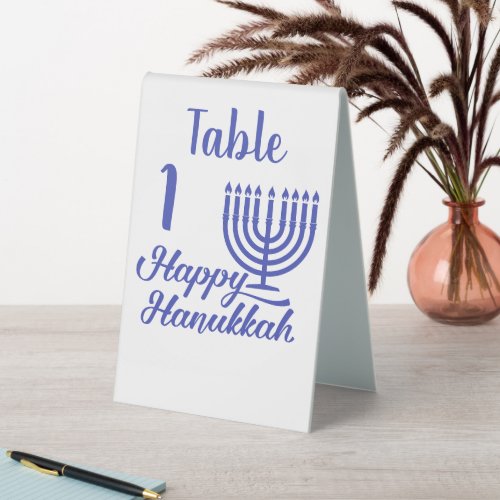 Happy Hanukkah Numbered  Table Tent Sign