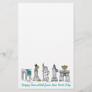 Happy Hanukkah NYC New York City Jewish Holidays Stationery