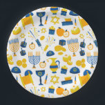 Happy Hanukkah Paper Plate<br><div class="desc">Hanukkah Pattern Plates</div>