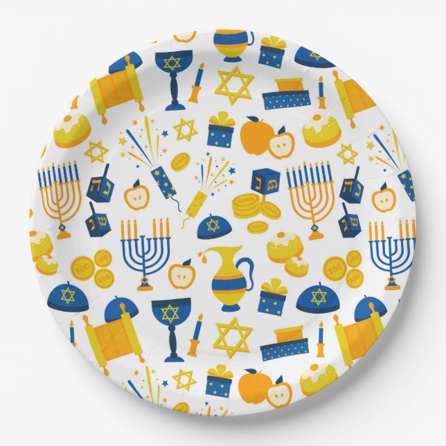 Happy Hanukkah Paper Plate (Front)