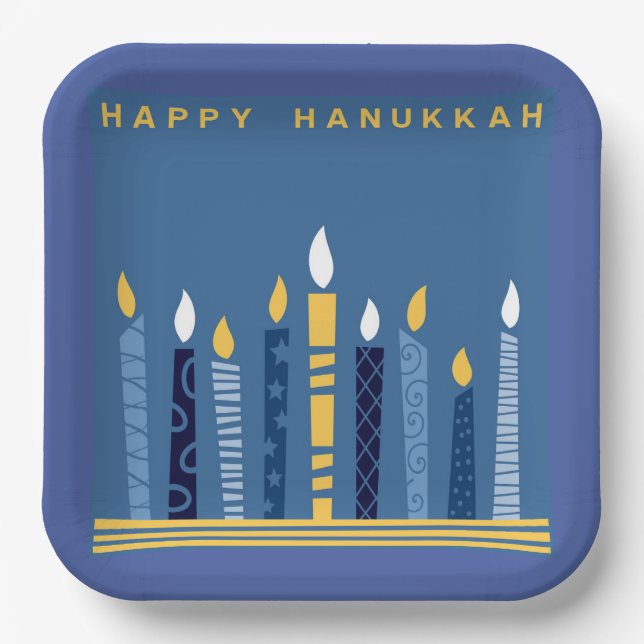 Happy Hanukkah Paper Plates (Front)