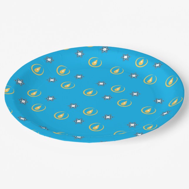 Happy Hanukkah Paper Plates (Angled)