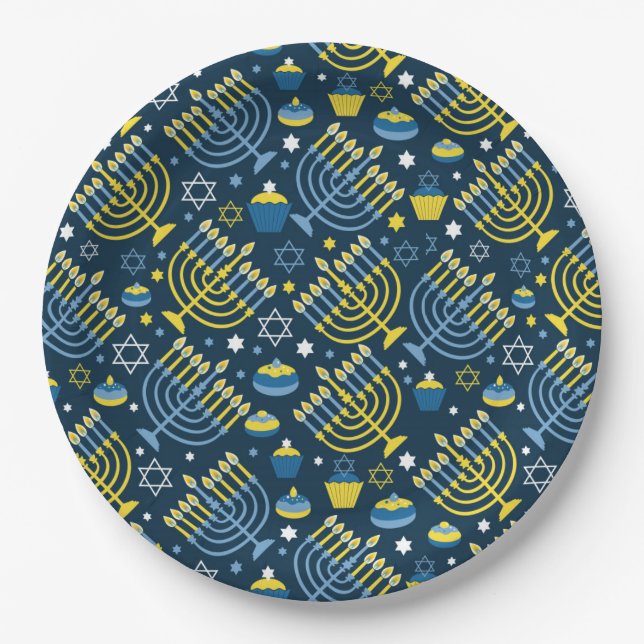 Happy Hanukkah Paper Plates (Front)