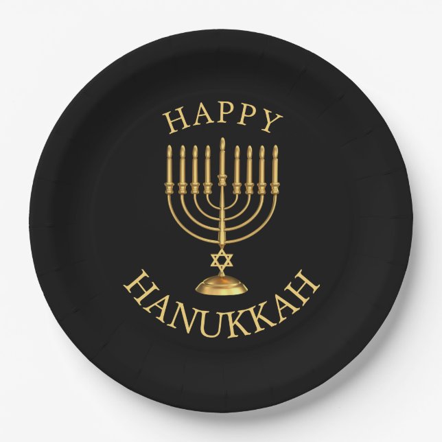Happy Hanukkah Paper Plates (Front)
