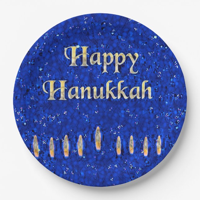 Happy Hanukkah Paper Plates (Front)