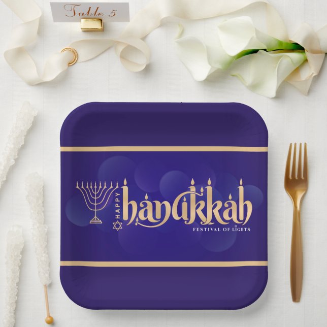 Happy Hanukkah  Paper Plates (Wedding)