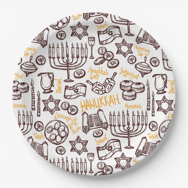 Happy Hanukkah Paper Plates (Front)