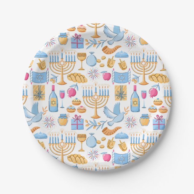 Happy Hanukkah  Paper Plates (Front)