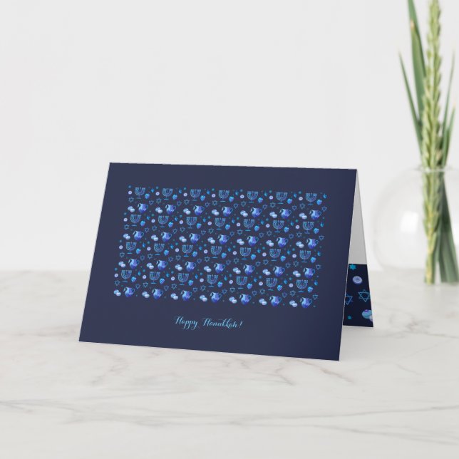 Happy Hanukkah Party Beautiful Blue Decoration Card (Front)