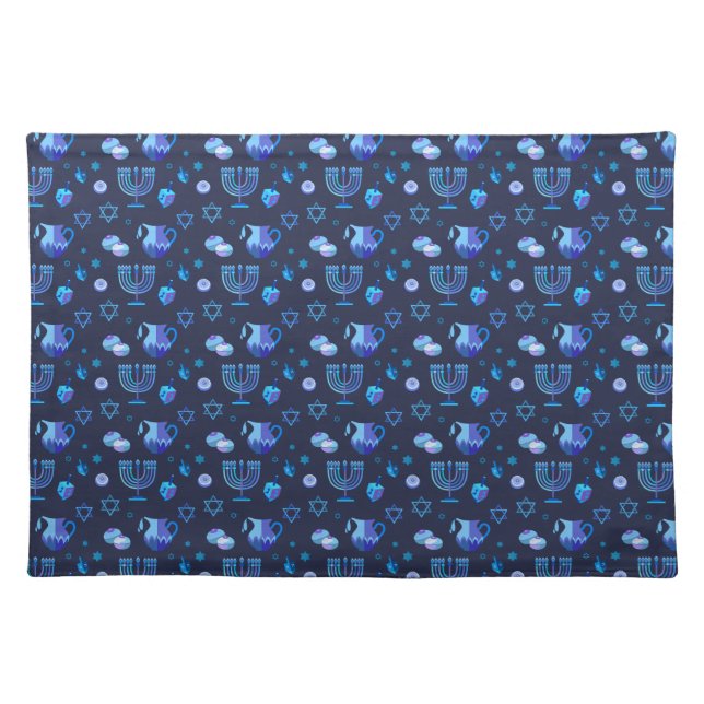 Happy Hanukkah Party Beautiful Blue Decoration Cloth Placemat (Front)