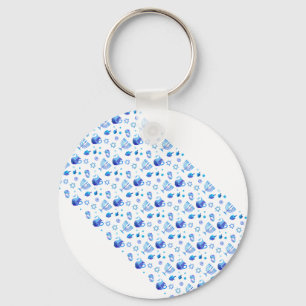 Happy Hanukkah Party Beautiful Blue Decoration Keychain