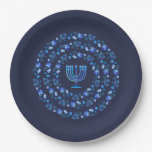Happy Hanukkah Party Beautiful Blue Decoration Paper Plates