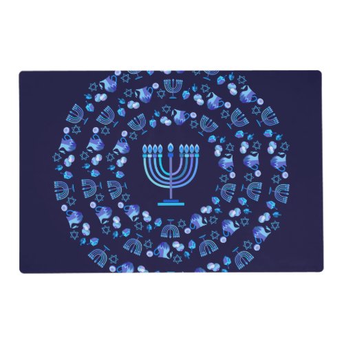 Happy Hanukkah Party Beautiful Blue Decoration Placemat