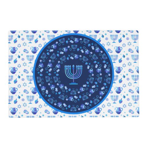 Happy Hanukkah Party Beautiful Blue Decoration Placemat