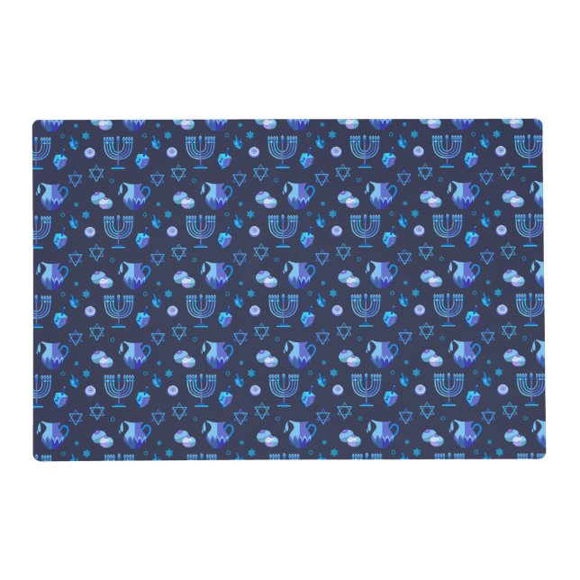Happy Hanukkah Party Beautiful Blue Decoration Placemat (Front)