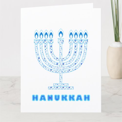 Happy Hanukkah Party Beautiful Blue Decoration Thank You Card