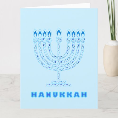 Happy Hanukkah Party Beautiful Blue Decoration Thank You Card