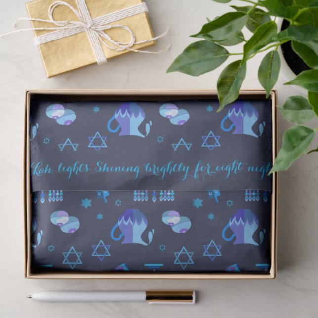 Happy Hanukkah Party Beautiful Blue Decoration Tissue Paper (Gift)