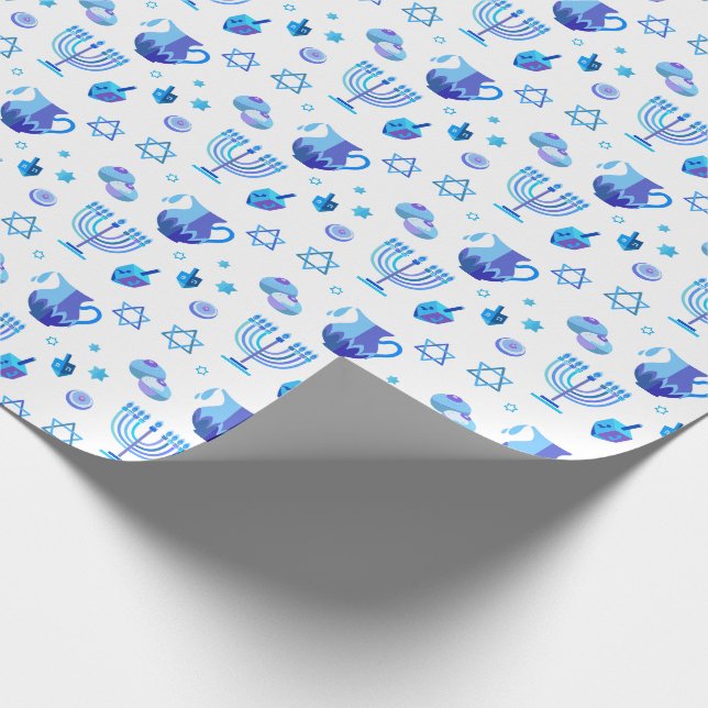 Happy Hanukkah Party Beautiful Blue Decoration Wrapping Paper (Corner)