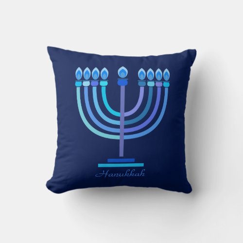 Happy Hanukkah Party Beautiful Blue Mandala Decor Throw Pillow