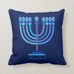 Happy Hanukkah Party Beautiful Blue Mandala Decor Throw Pillow<br><div class="desc">Happy Hanukkah Party Beautiful Blue Mandala Decoration, Jewish Holiday, Throw Pillow. Jewish Holiday Hanukkah background with traditional Chanukah symbols - wooden dreidels (spinning top), donuts, Hanukkiah - menorah, candlstick with candles, Blue star of David, Israeli flag blue color, and glowing lights wallpaper pattern. Hanukkah Festival Israel Anniversary 70th Event Decoration....</div>
