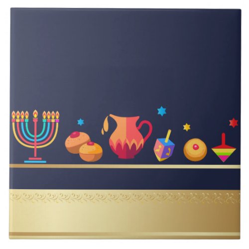Happy Hanukkah Party Beautiful Decoration Ceramic Tile