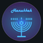 Happy Hanukkah Party Beautiful Decoration Classic Round Sticker<br><div class="desc">Happy Hanukkah Party Beautiful Decoration,  Jewish Holiday,  Classic Round Sticker. Jewish Holiday Hanukkah background with traditional Chanukah symbols - menorah,  candles,  star of David and glowing lights wallpaper pattern. Hanukkah Festival Event Decoration. Jerusalem,  Israel.
Crafts & Party Supplies > Gift Wrapping Supplies > Stickers & Labels</div>
