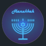 Happy Hanukkah Party Beautiful Decoration Classic Round Sticker<br><div class="desc">Happy Hanukkah Party Beautiful Decoration,  Jewish Holiday,  Classic Round Sticker. Jewish Holiday Hanukkah background with traditional Chanukah symbols - menorah,  candles,  star of David and glowing lights wallpaper pattern. Hanukkah Festival Event Decoration. Jerusalem,  Israel.
Crafts & Party Supplies > Gift Wrapping Supplies > Stickers & Labels</div>