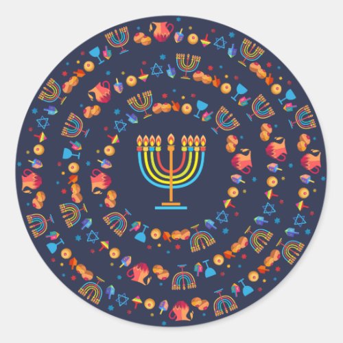 Happy Hanukkah Party Beautiful Decoration Classic Round Sticker