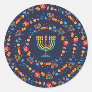 Happy Hanukkah Party Beautiful Decoration Classic Round Sticker