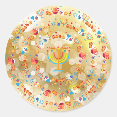 Happy Hanukkah Party Beautiful Decoration Classic Round Sticker