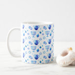 Happy Hanukkah Party Beautiful Decoration Coffee Mug<br><div class="desc">Happy Hanukkah Party Beautiful Decoration, Jewish Holiday, Coffee Mug and Cup. Jewish Holiday Hanukkah background with traditional Chanukah symbols - wooden dreidels (spinning top), donuts, gold menorah, candles, star of David and glowing lights wallpaper pattern. Hanukkah Festival Event Decoration. Jerusalem, Israel. Home > Kitchen & Dining > Drinkware > Mugs...</div>