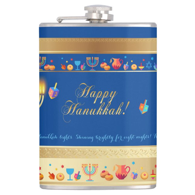 Happy Hanukkah Party Beautiful Decoration Flask (Front)