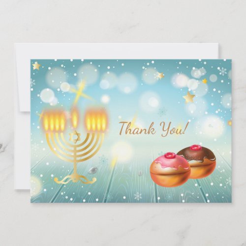 Happy Hanukkah Party Beautiful Decoration Jewish Thank You Card