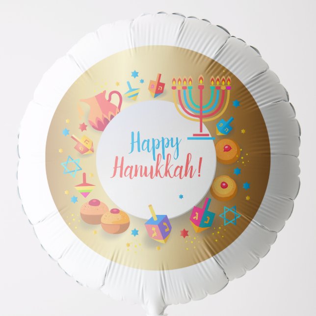 Happy Hanukkah Party Festival Gold Decoration Balloon (Front)