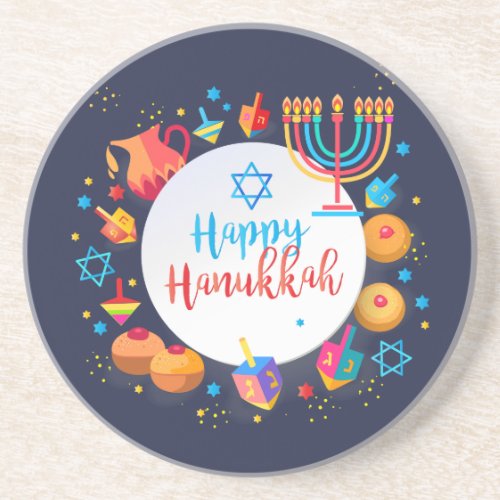 Happy Hanukkah Party Festival of lights Beautiful Coaster