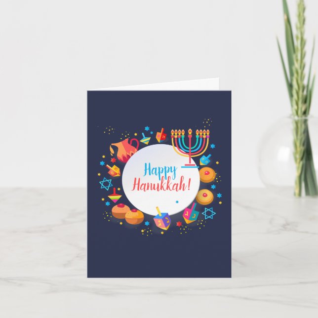 Happy Hanukkah Party Festival of lights Beautiful Note Card (Front)