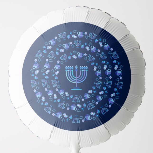 Happy Hanukkah Party Festival of lights Mandala Balloon (Front)