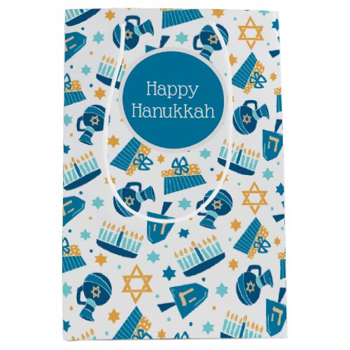 Happy Hanukkah Pattern Gift Bag