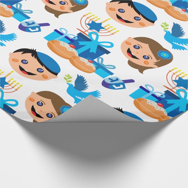 Happy Hanukkah pattern Wrapping Paper (Corner)