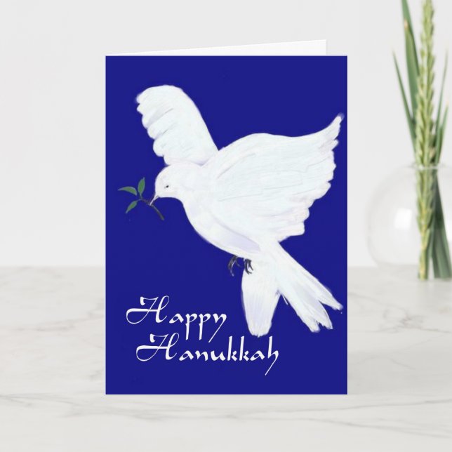 Happy Hanukkah-Peace Dove Holiday Card (Front)