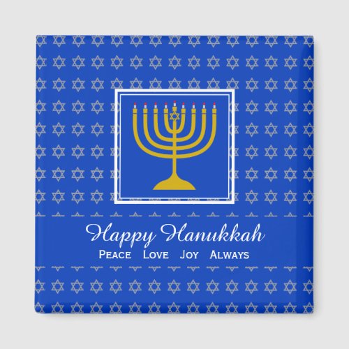 HAPPY HANUKKAH Peace Love Joy Custom Blue Fridge Magnet