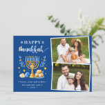 Happy Hanukkah Peace Love Lights Stars 2 Photo Holiday Card<br><div class="desc">Send your Wishes with this Holiday Photo card that feature a Stunning Hanukkah Script and Jewish Holiday Symbols to highlight your greeting message.</div>