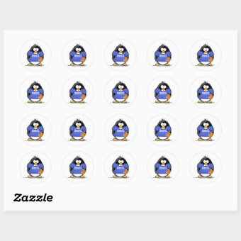 Happy Hanukkah Penguin Classic Round Sticker | Zazzle
